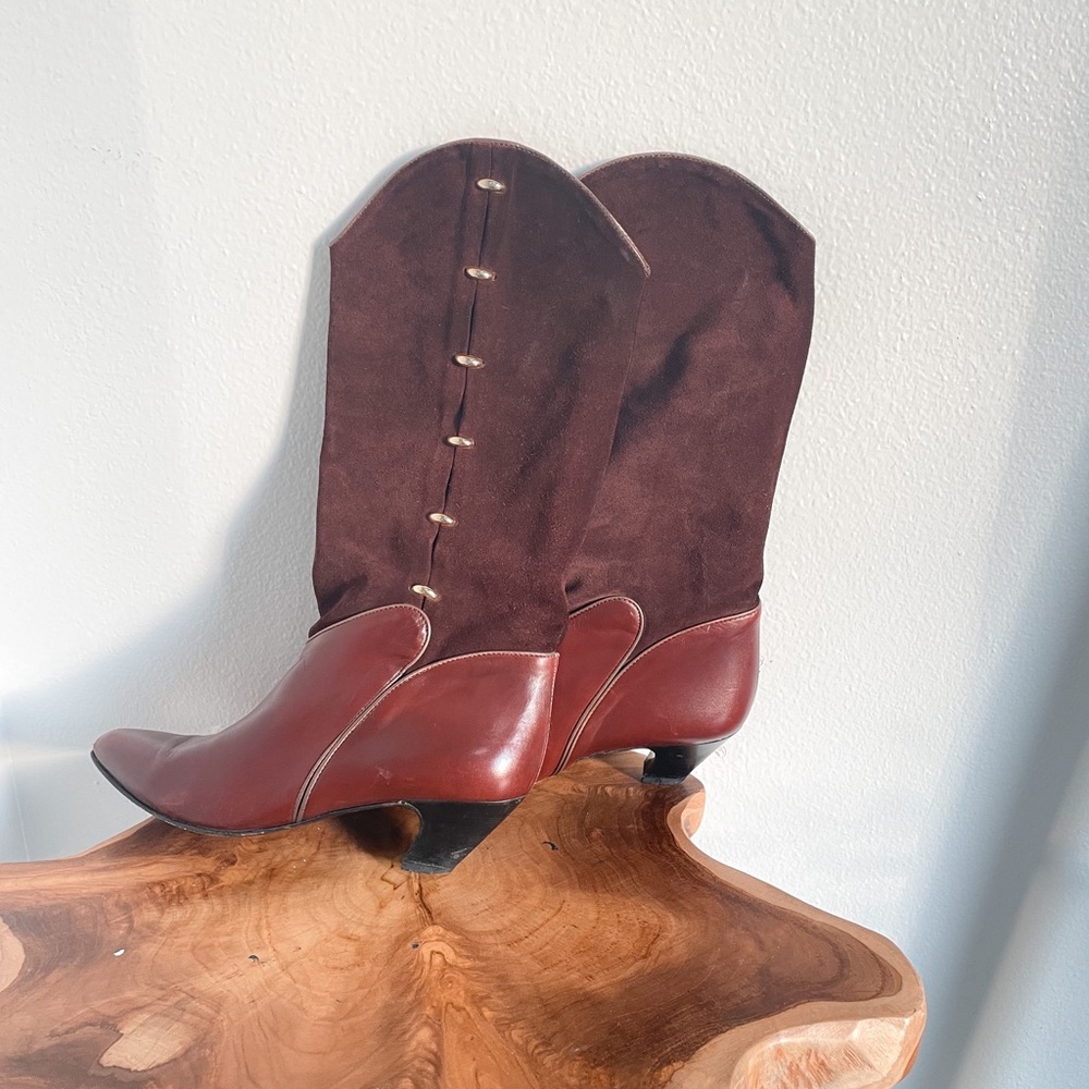 Burgundy Pointed Toe Calf Boots